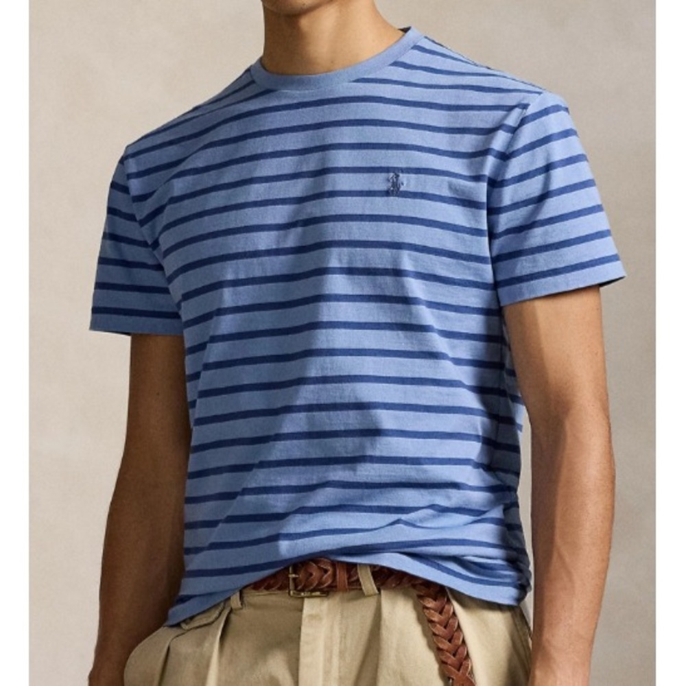 MENS POLO RALPH LAUREN S/S T-SHIRT~SZ‎ XL~BLUE / STRIPED~NWT
